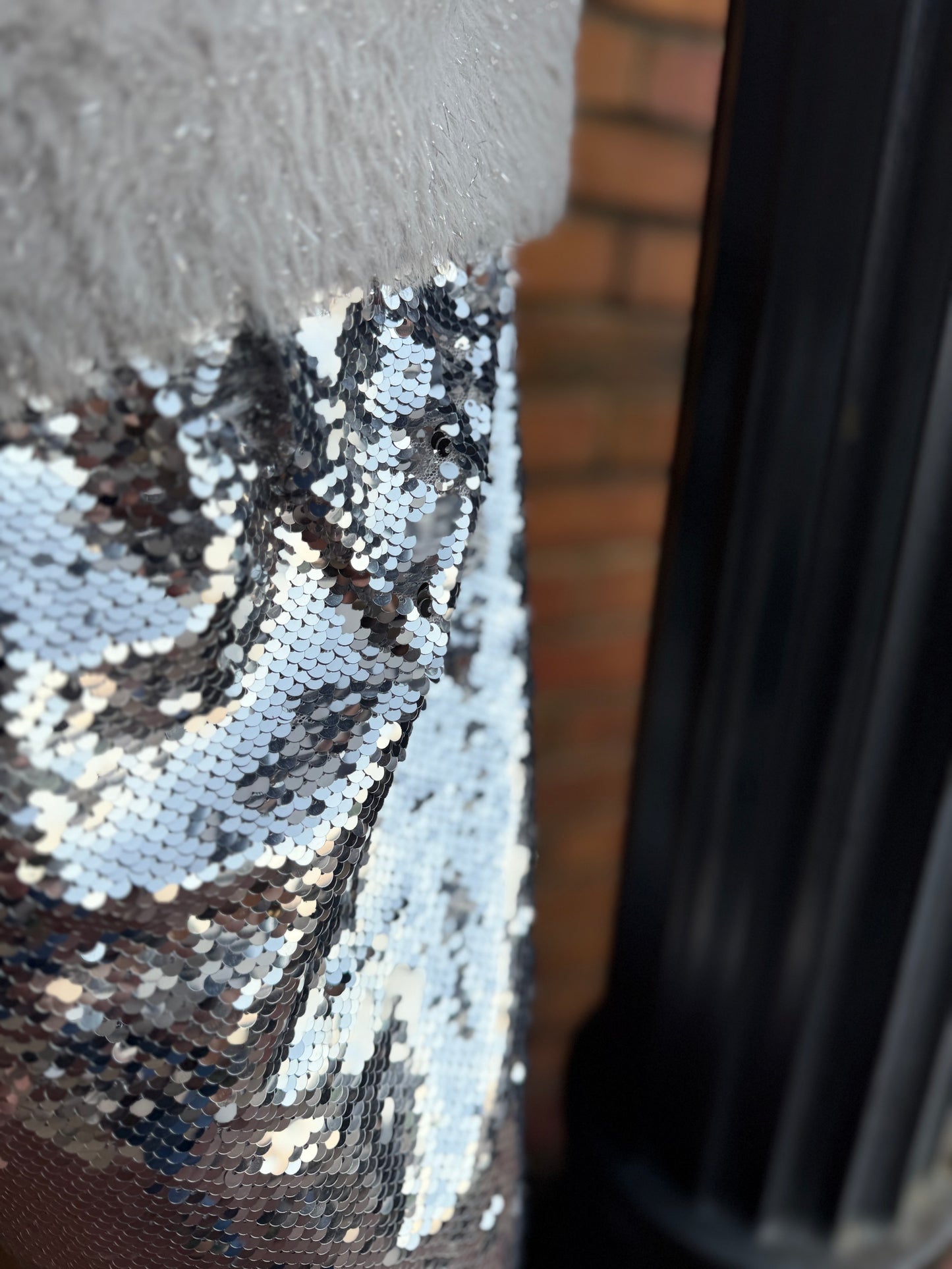 Silver Sequined Mini Skirt