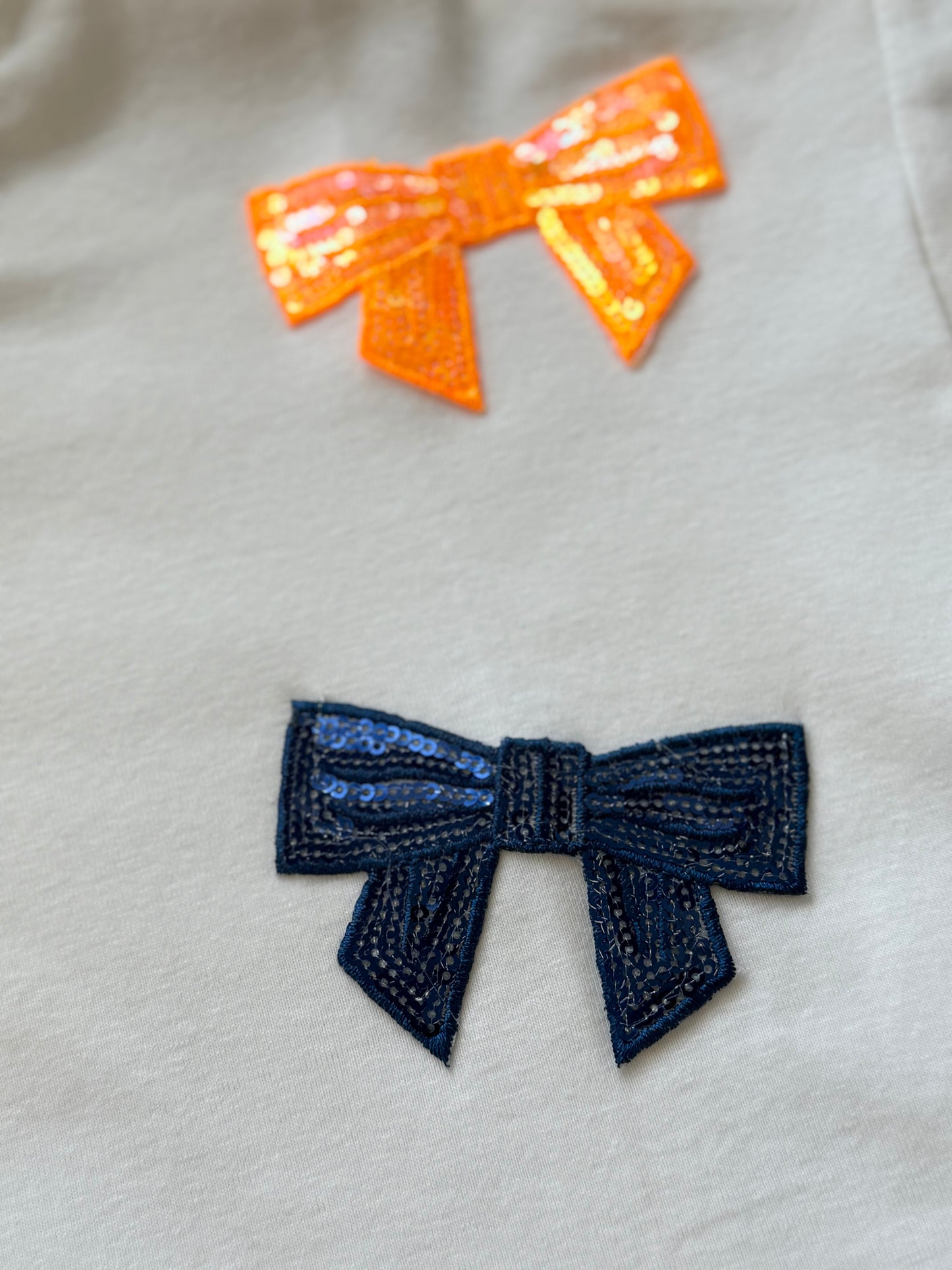 Spirit Tee w/ Orange and Navy Sequin Bows