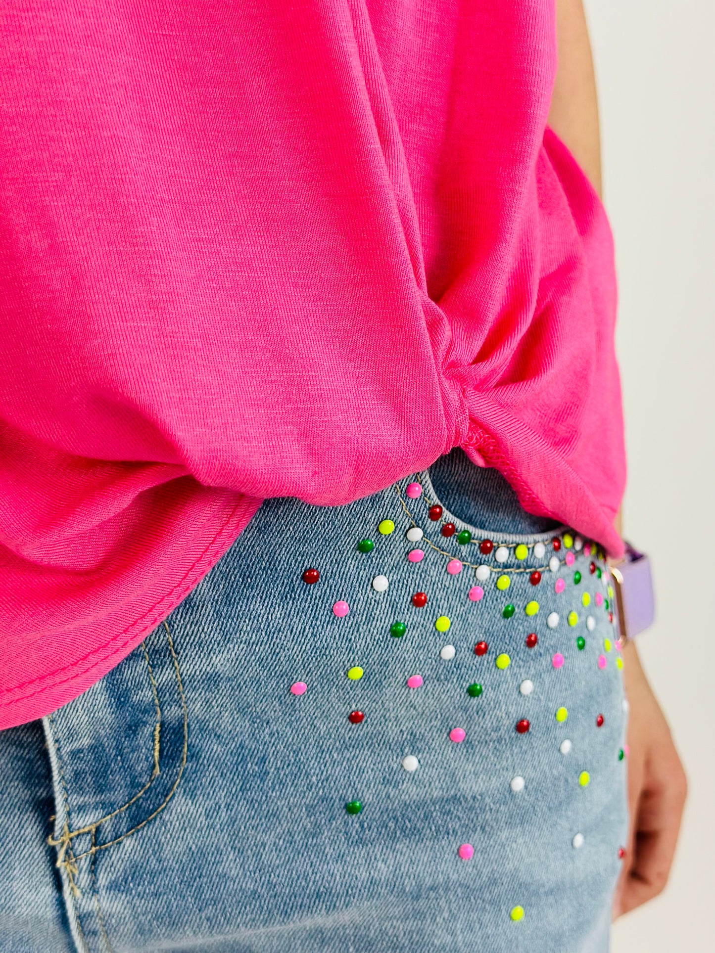 Colorful Dot Denim Short