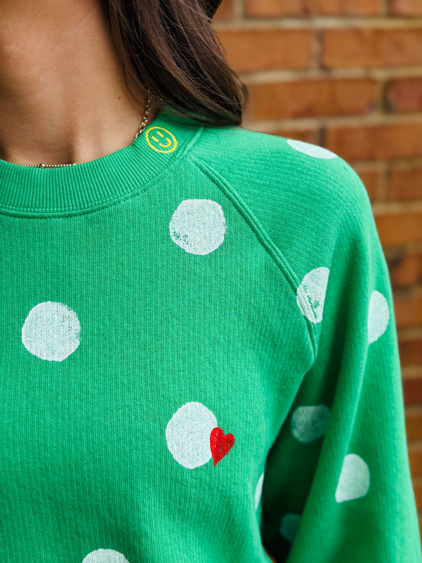 Polka Dot Vintage Sweatshirt - Green