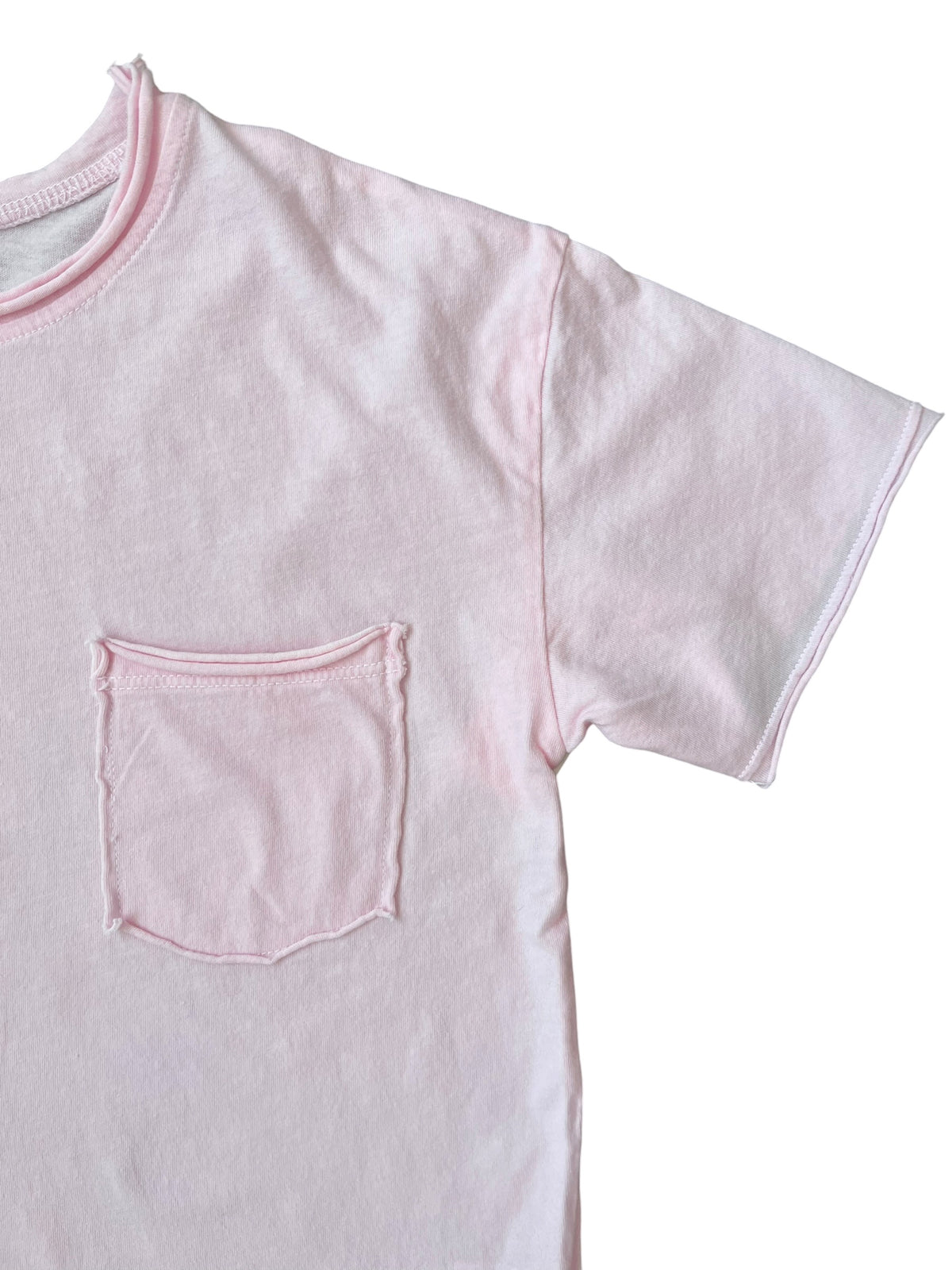 Tenly Cotton Jersey Raw Edge Tee - Pink Guava