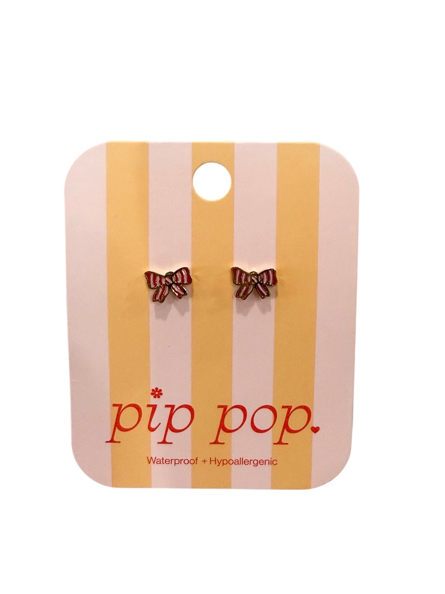 Pip Pop Striped Bow Stud Earrings