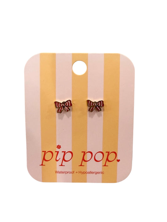 Pip Pop Striped Bow Stud Earrings