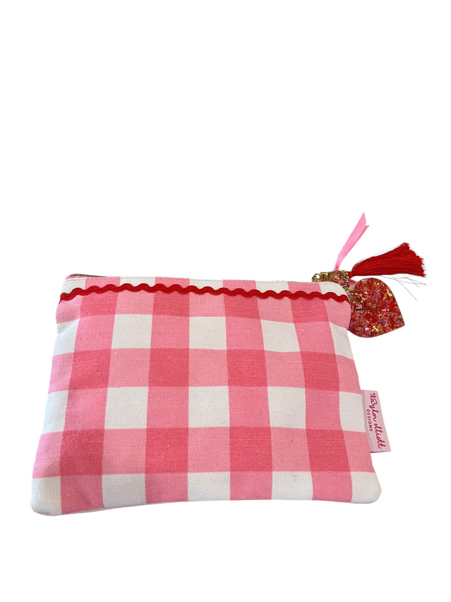 Red & Pink Pom Pom Pouch
