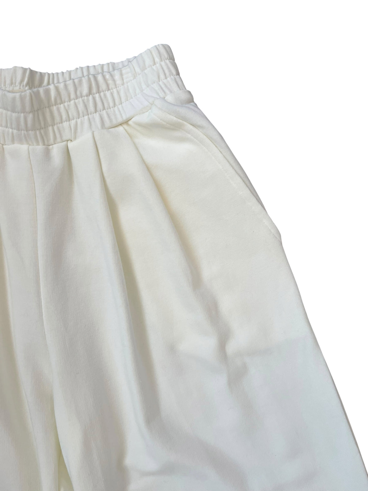 Tenly French Terry Pleated Pant - Ivory