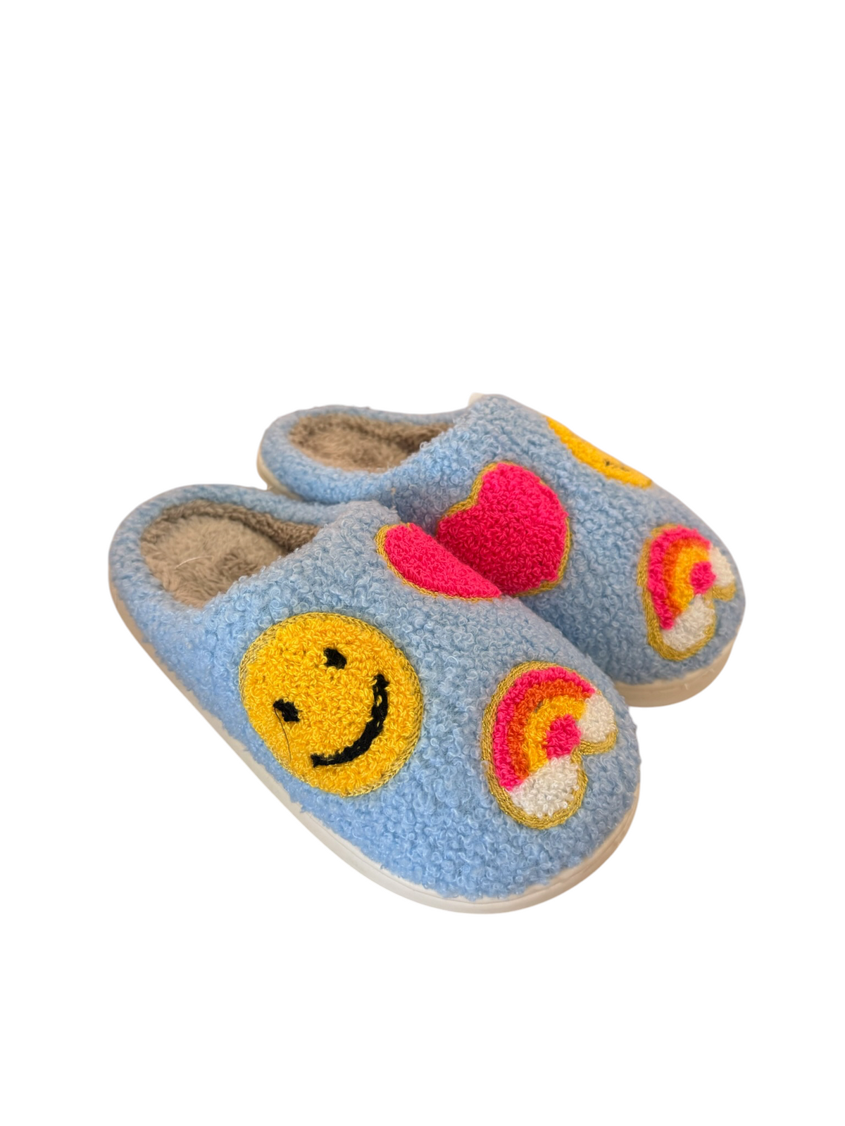 Smiley Rainbow Slippers - Blue