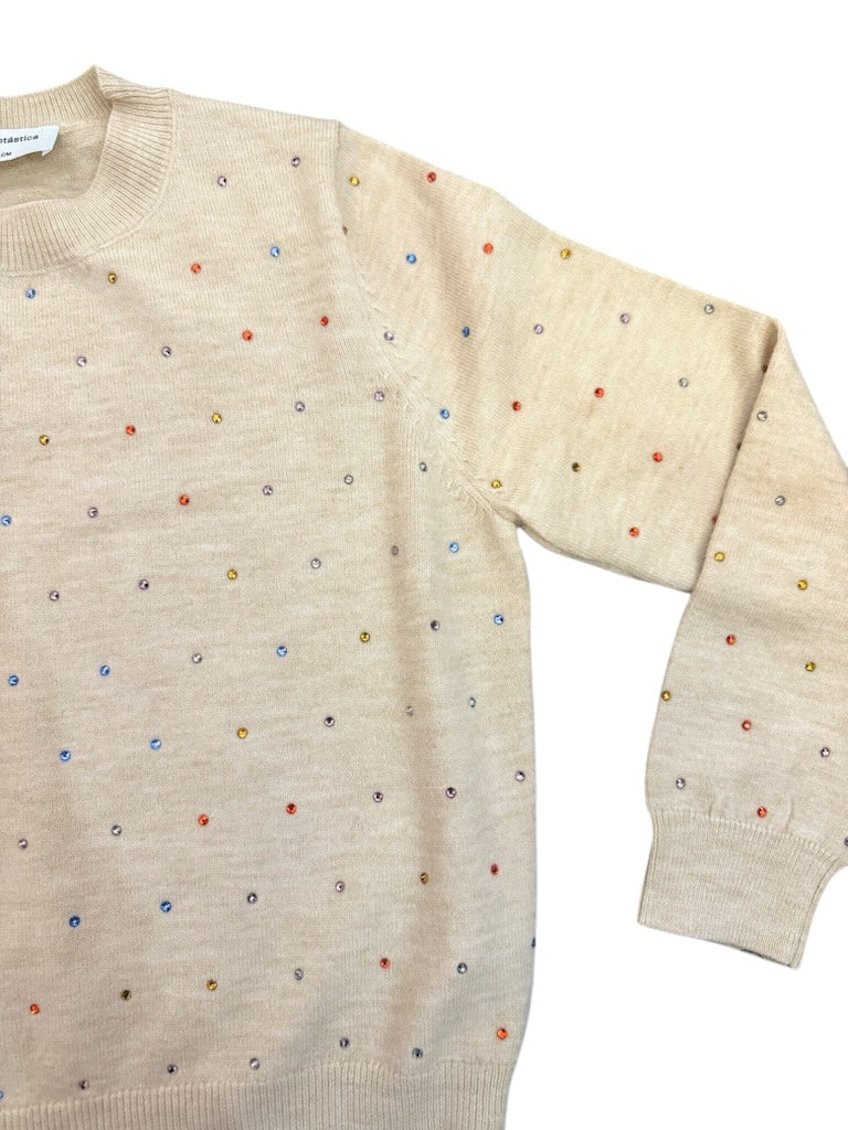 Bejeweled Sweater - Beige
