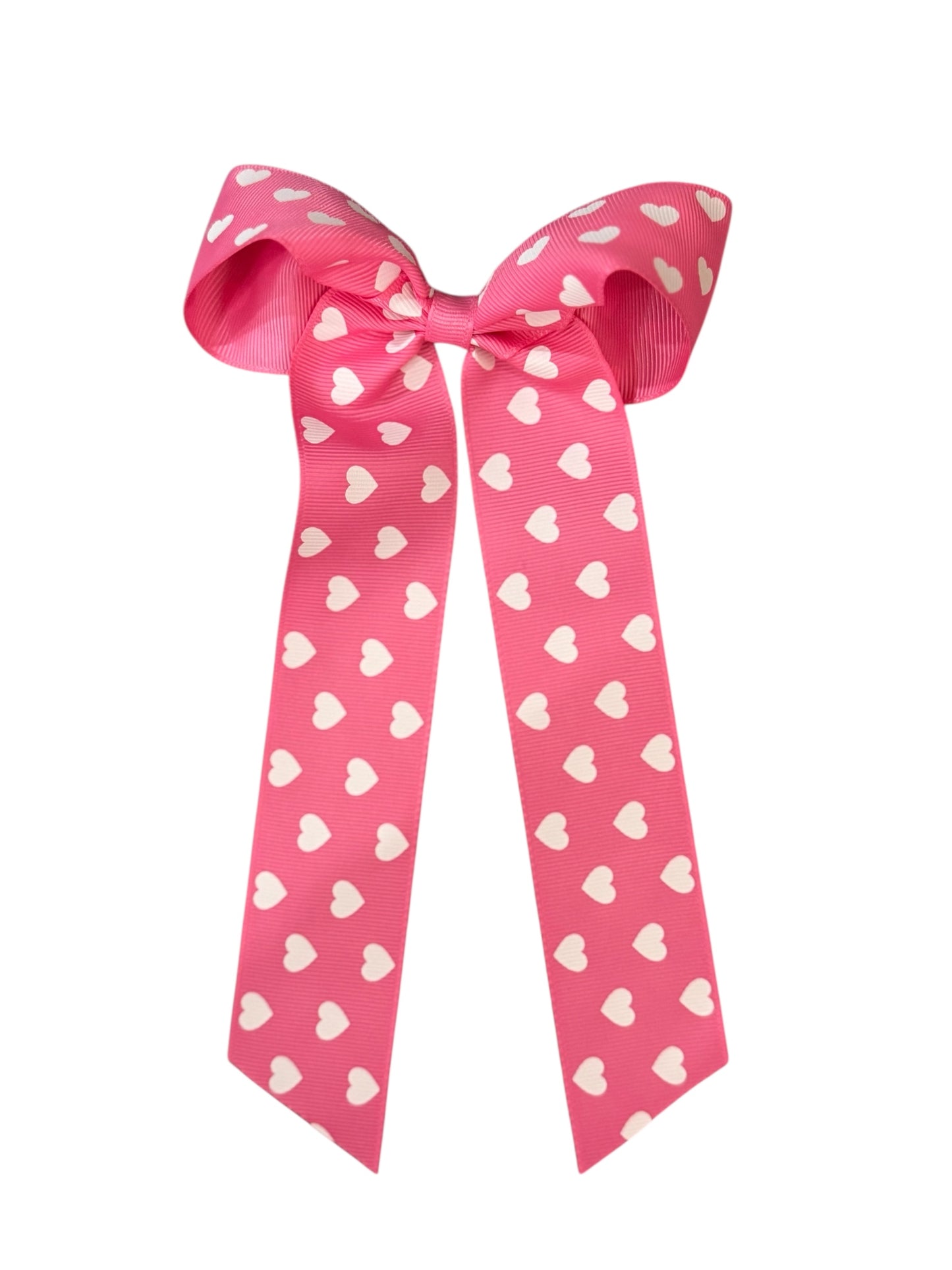 Heart Print Long Bow w/Clip