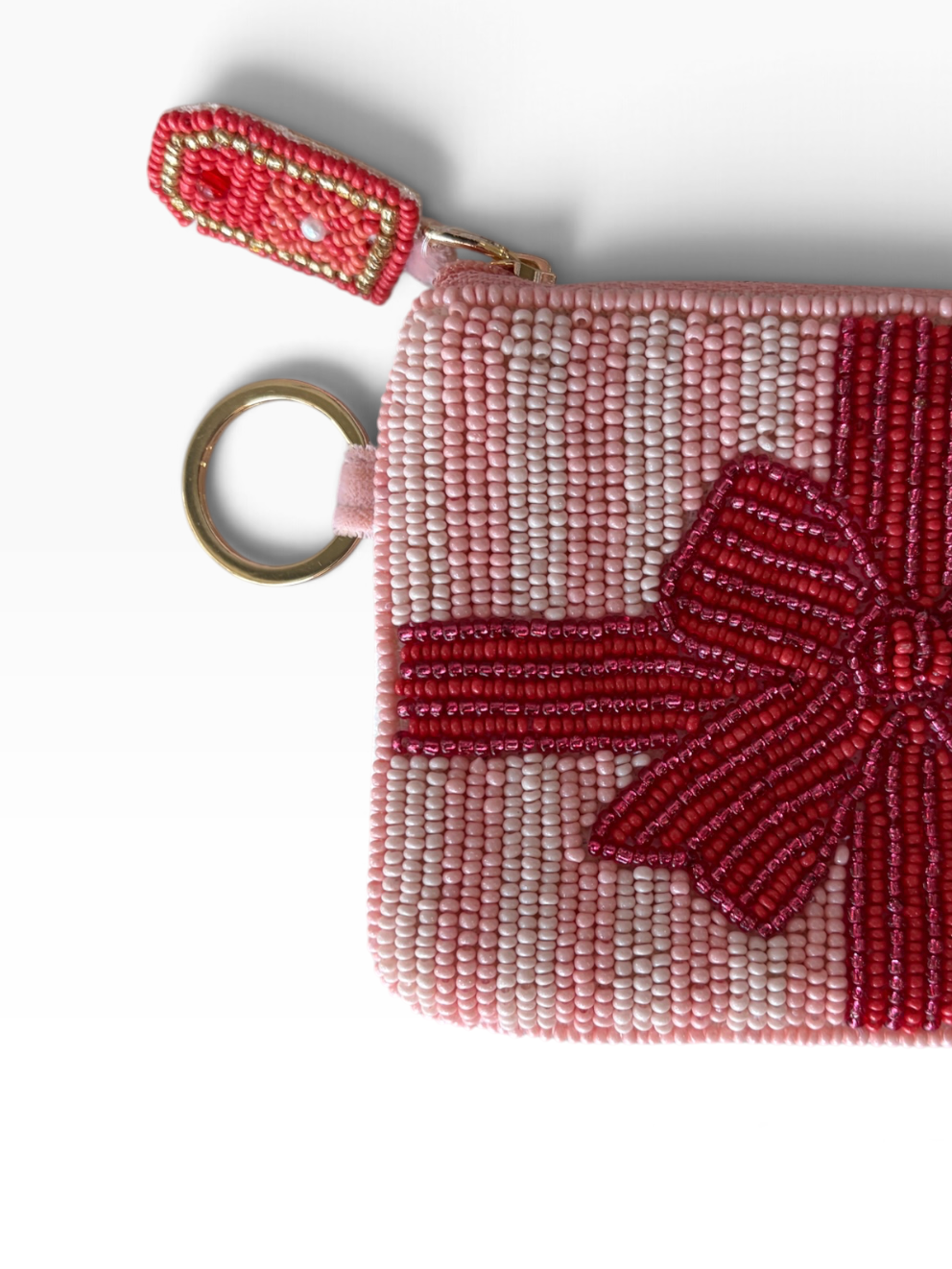 Holiday Bow Beaded Pouch