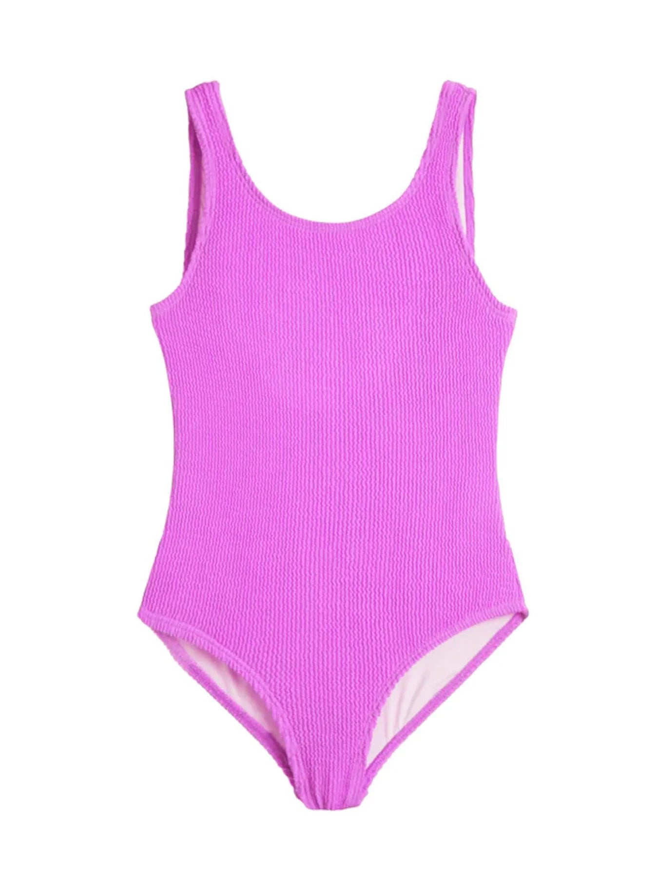 Diletta Crinkle Square Neck One Piece Swimsuit - Purple