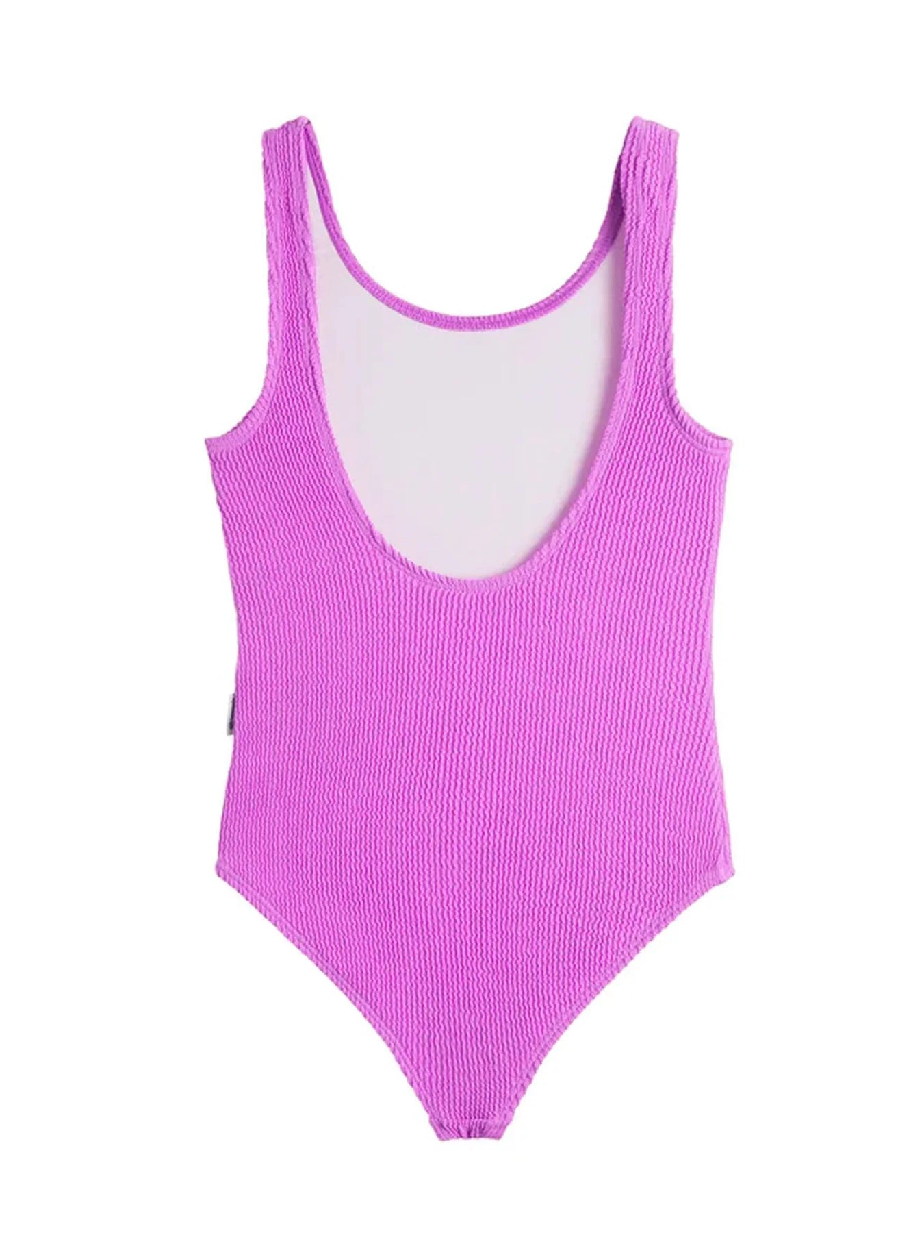 Diletta Crinkle Square Neck One Piece Swimsuit - Purple