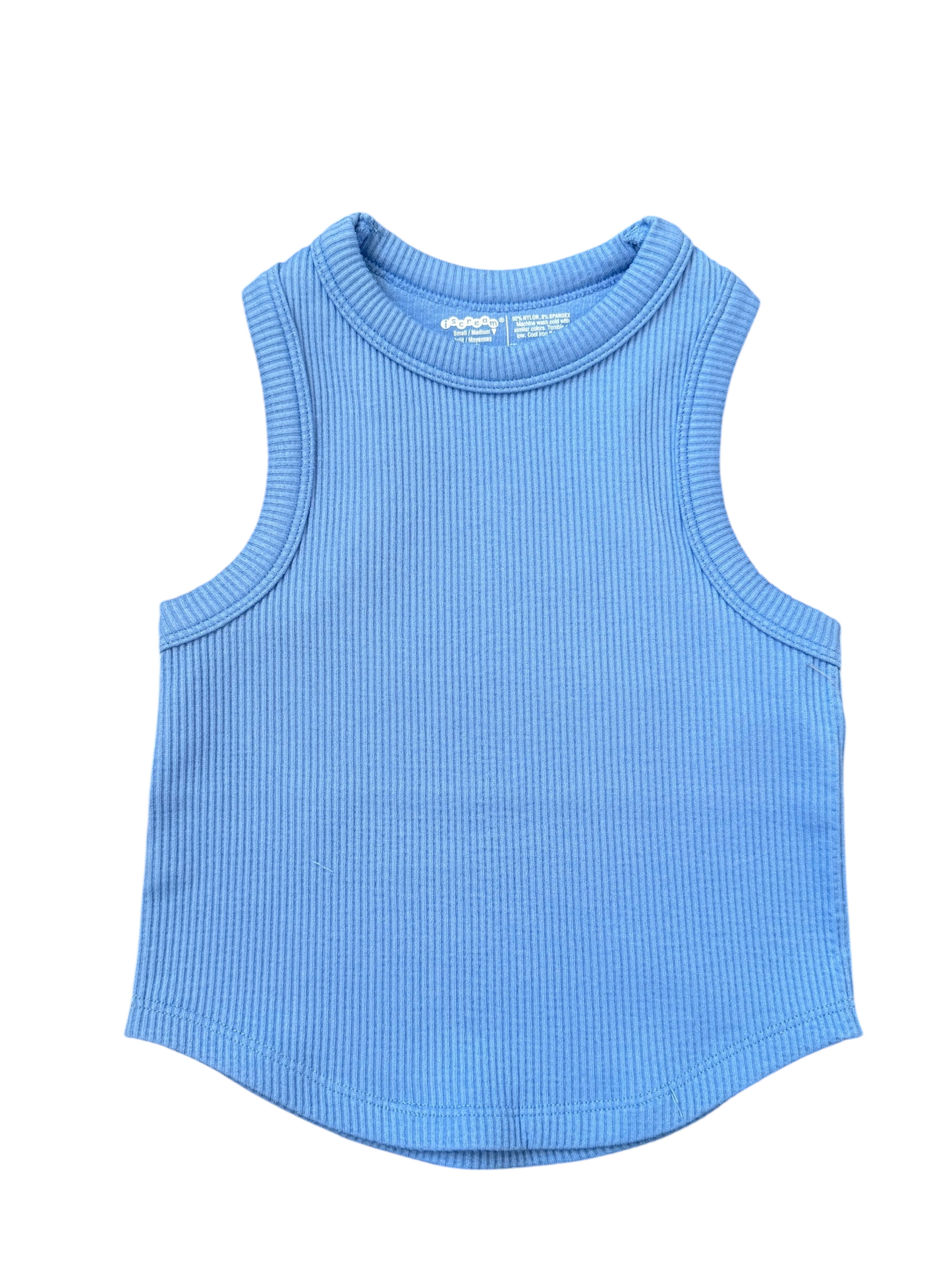 Cropped Ribbed Racerback Tank - Bright Blue