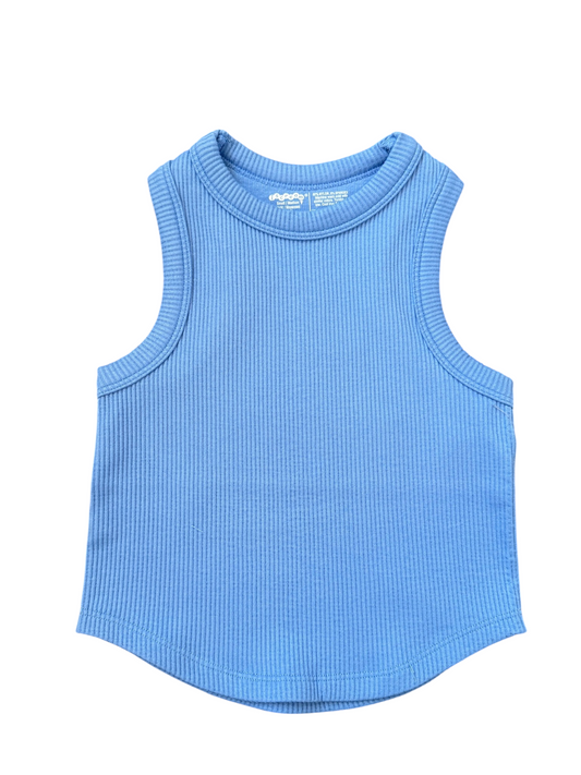 Cropped Ribbed Racerback Tank - Bright Blue