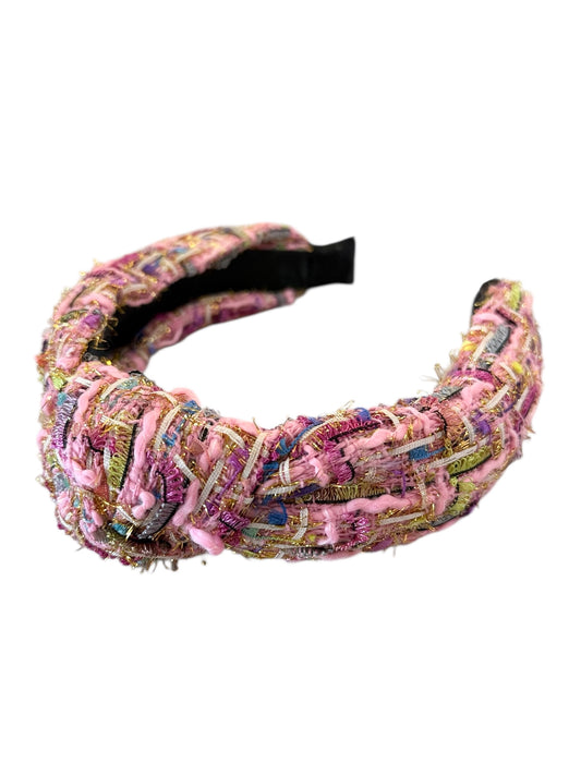 Tweed Knotted Headband - Pink