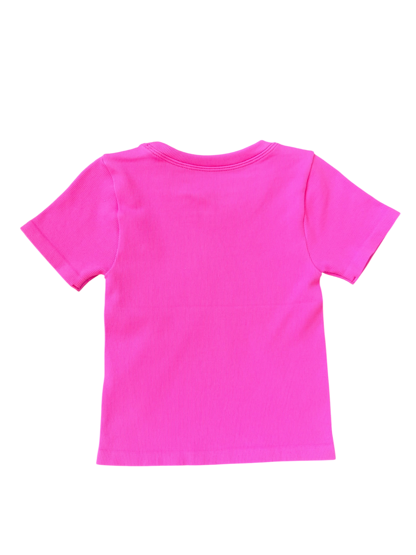 Ribbed Short Sleeve Shirt - Pretty Pink