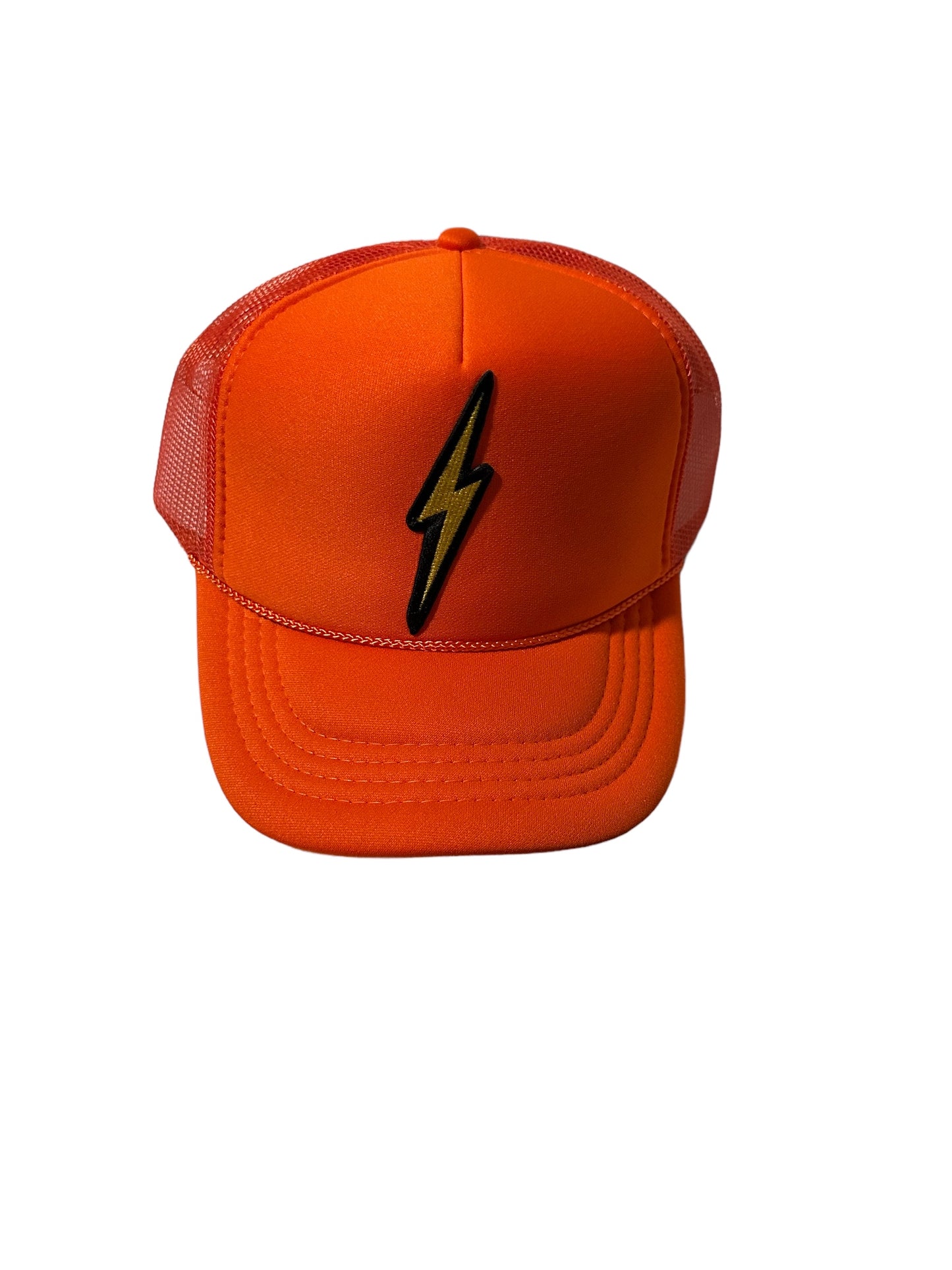 Solid Orange Lightning Bolt Trucker Hat - Adult