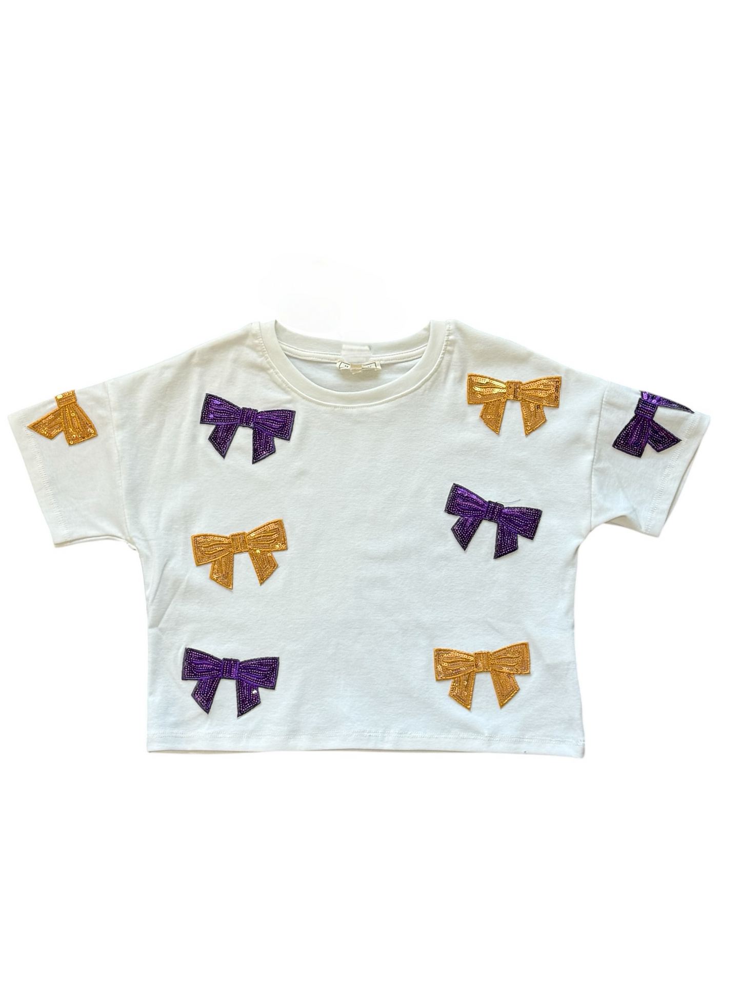Spirit Tee w/ Purple and Gold Sequin Bows
