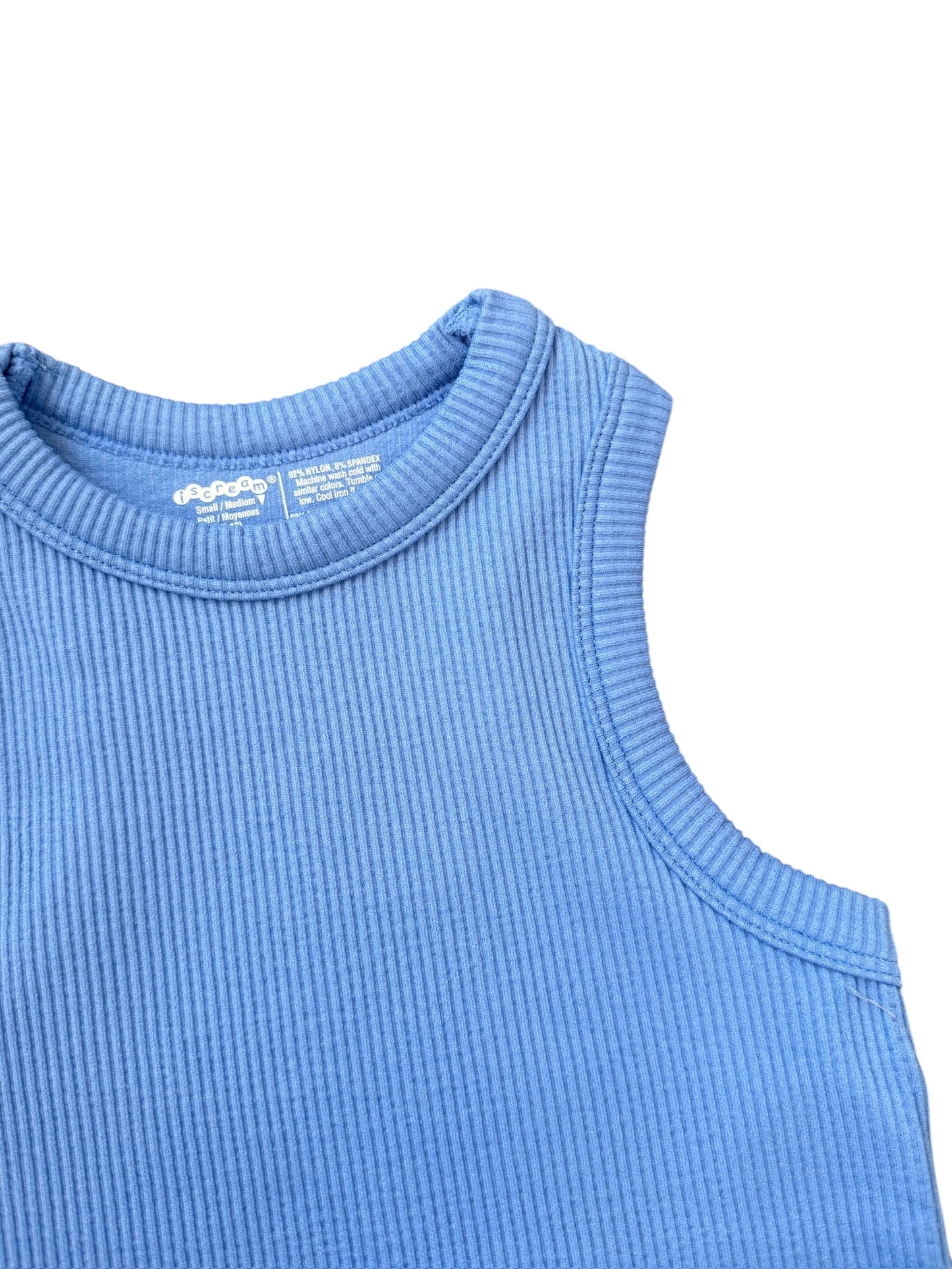 Cropped Ribbed Racerback Tank - Bright Blue