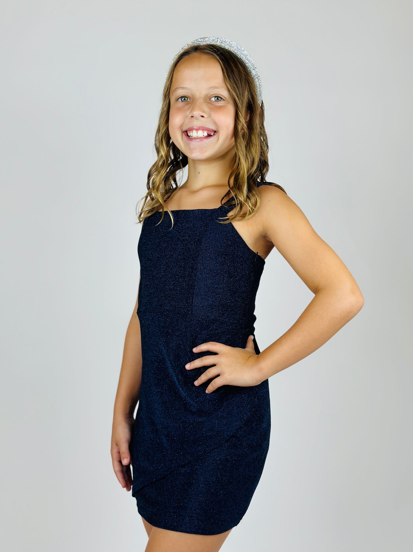 Glitter Knit Dress - Navy Pop