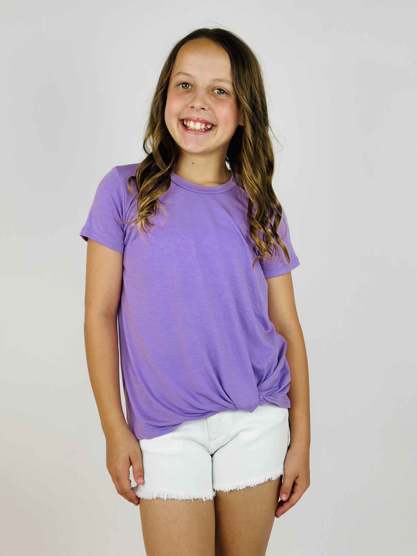 Twisted Knot Short Sleeve Tee - Lilac