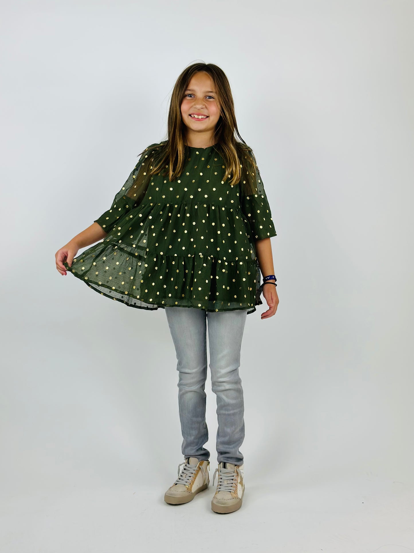 Metallic Dot Tiered Tunic