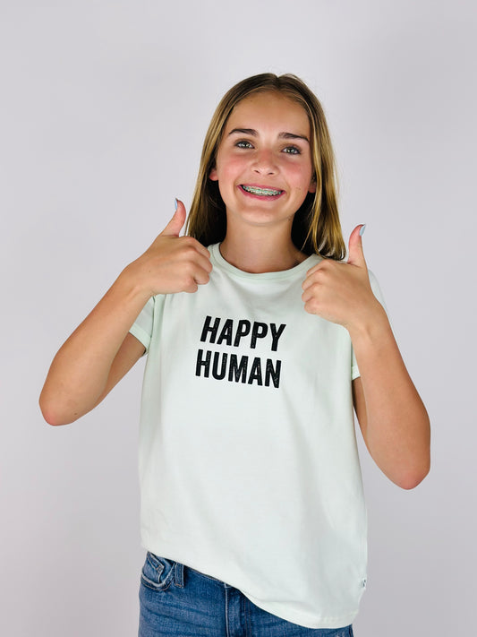 Happy Human Tee - Mint Green