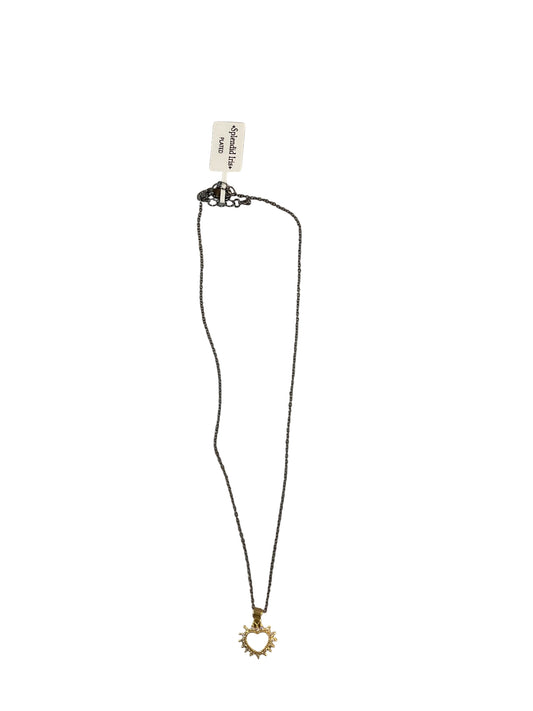 Mixed Metal Rhinestone Heart Necklace