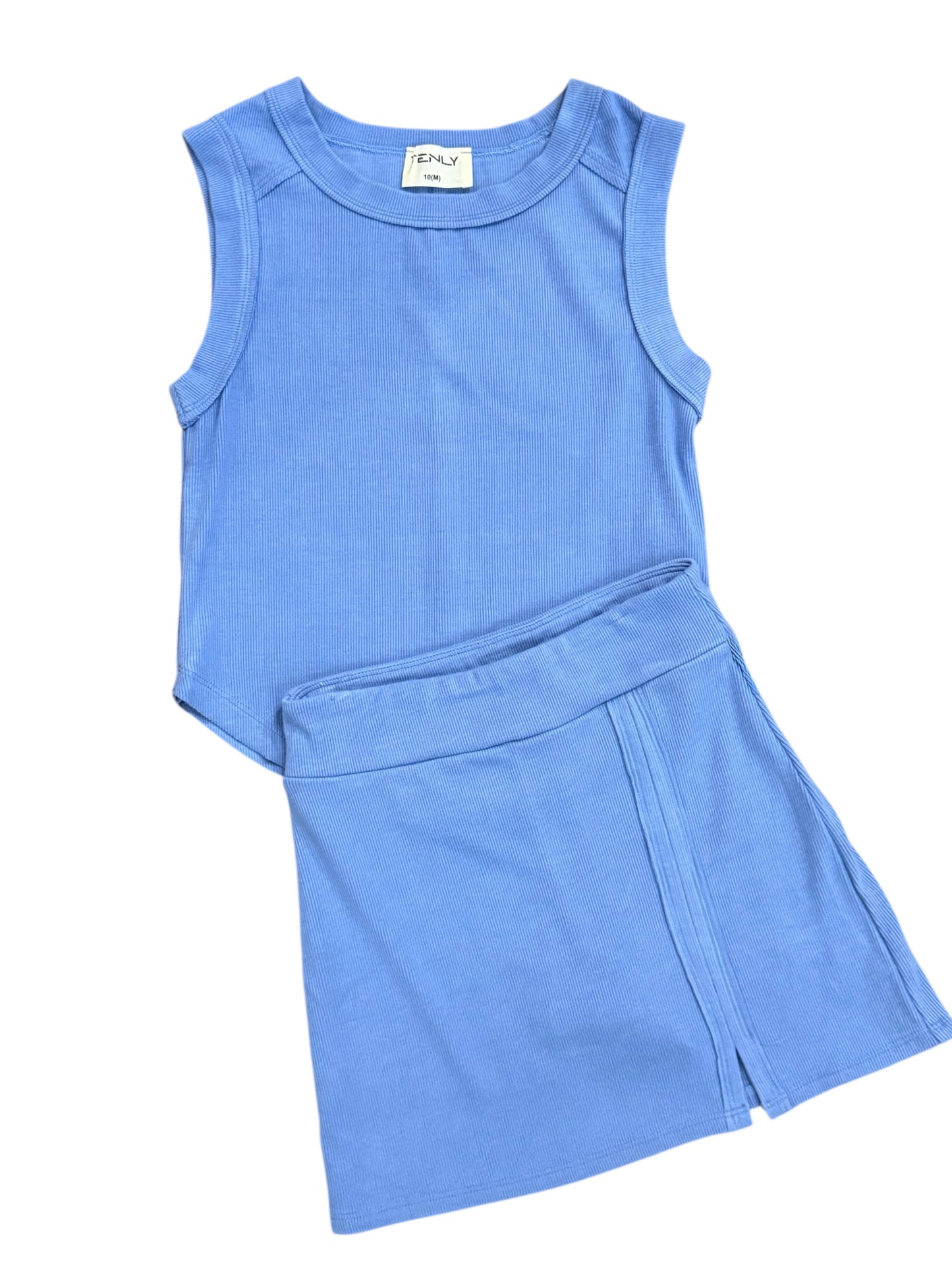 Tenly Rayon Rib Skort- Cobalt