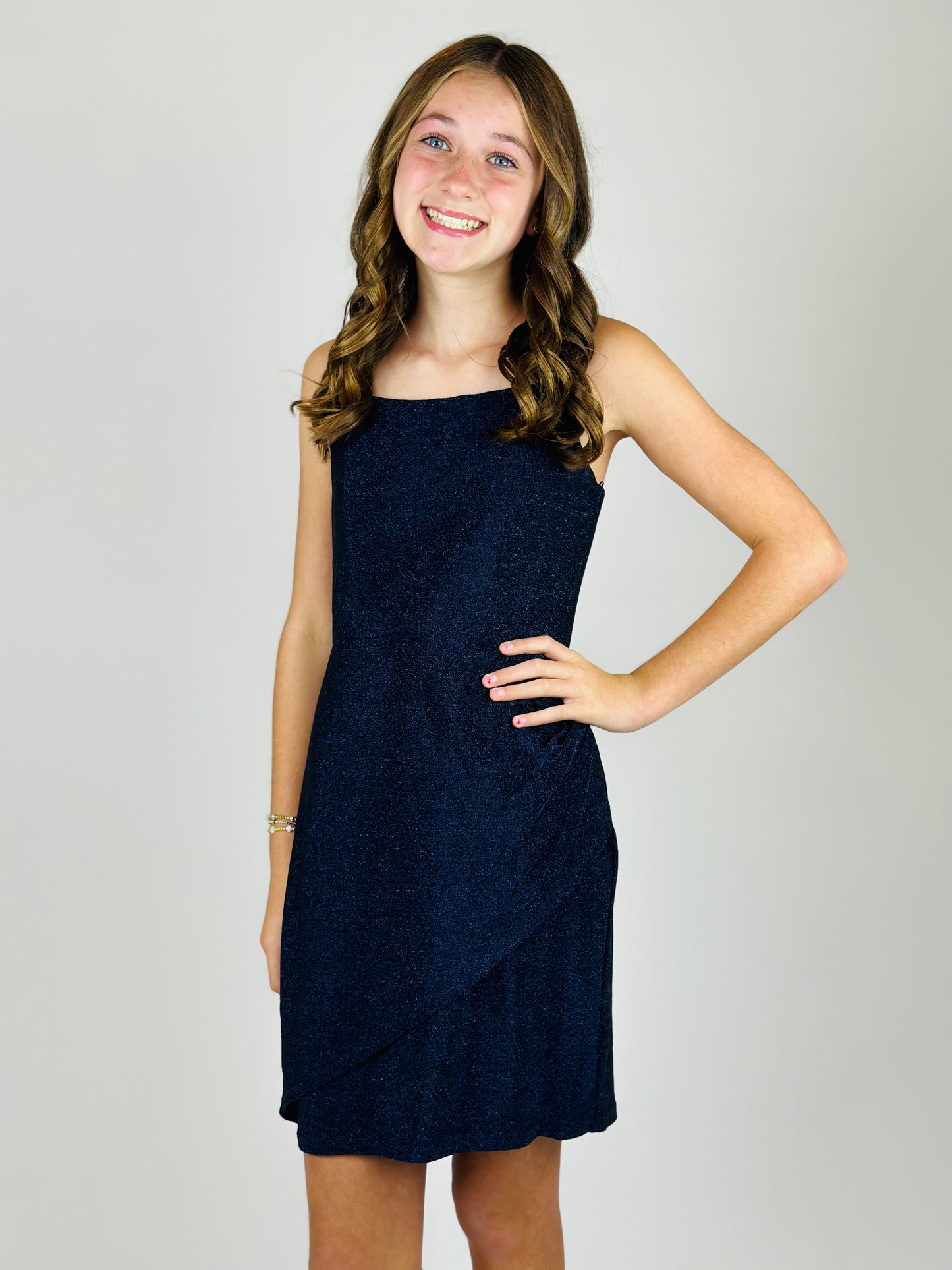 Glitter Knit Dress - Navy Pop