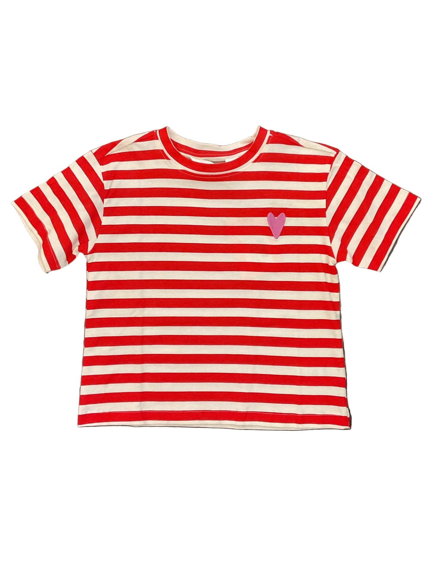 Striped Tee With Heart- Red