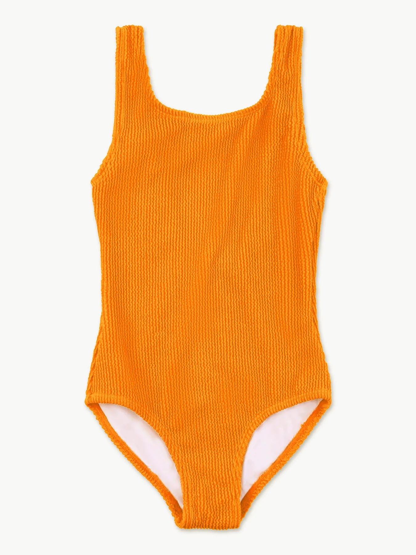 Elettra Crinkle Square Neck One Piece Swimsuit - Neon Orange