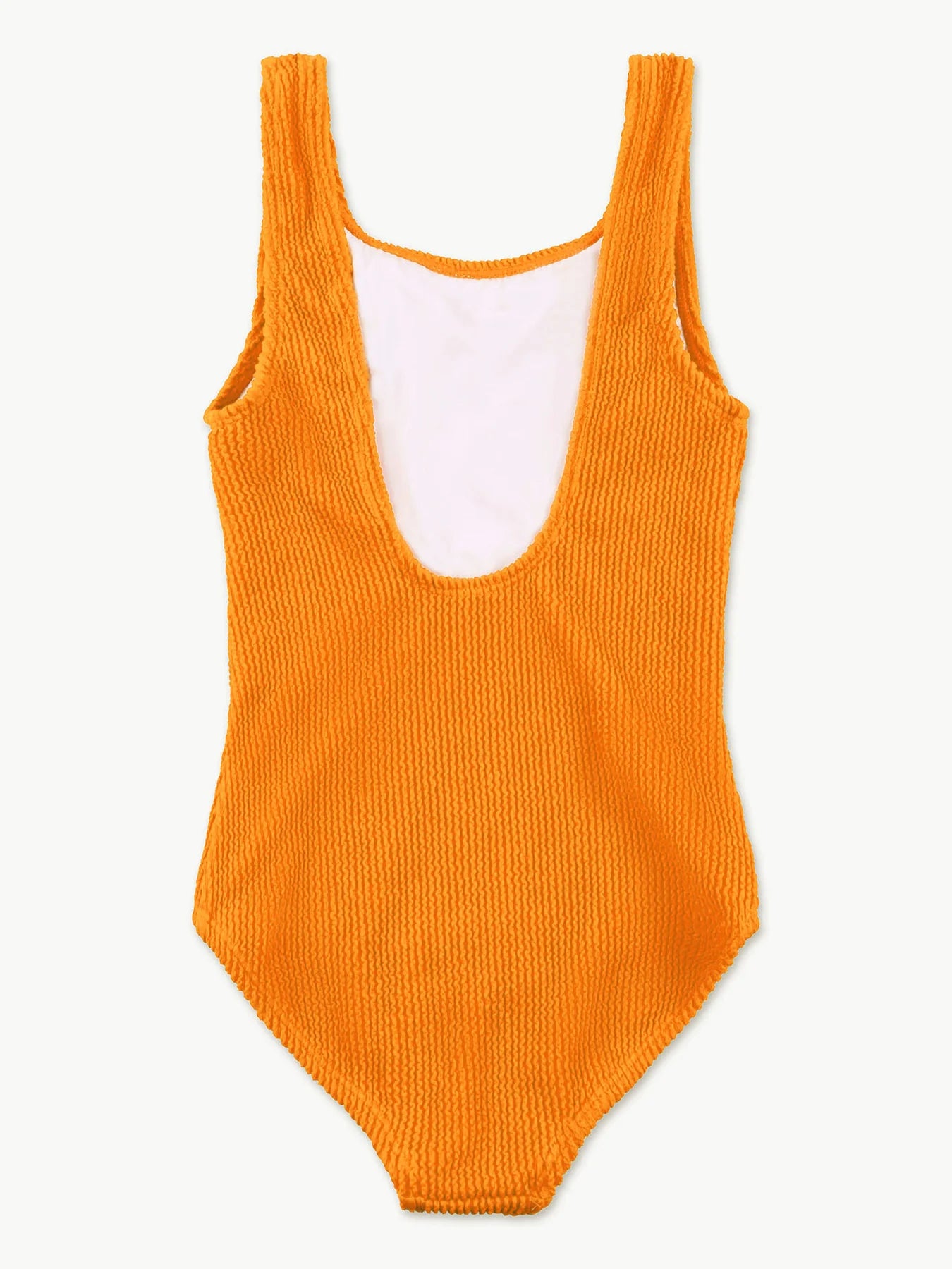 Elettra Crinkle Square Neck One Piece Swimsuit - Neon Orange