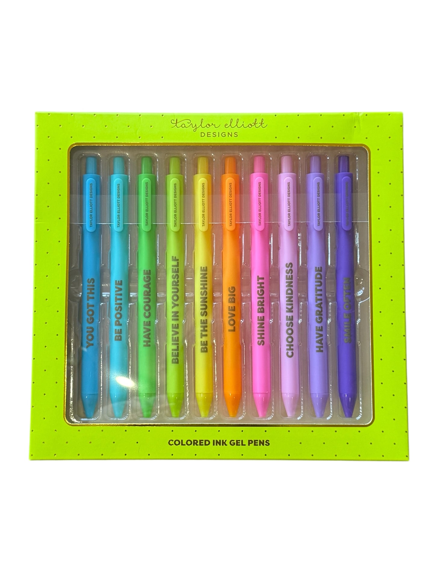 Set of 10 Motivational Colored Gel Pens