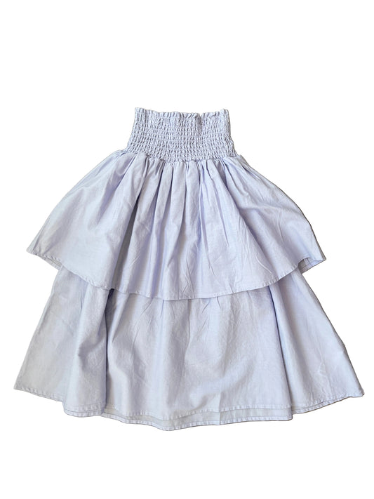 Brenna Smocked Ruffle Maxi Skirt - Cool Lilac