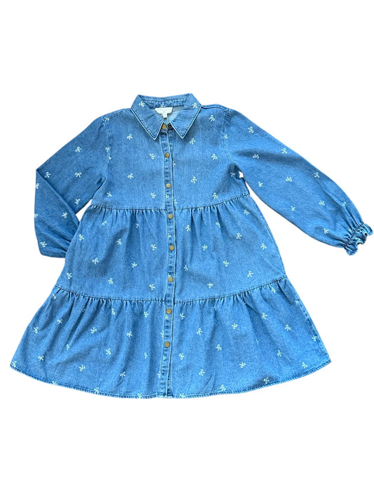 Denim Tiered Dress with Bows