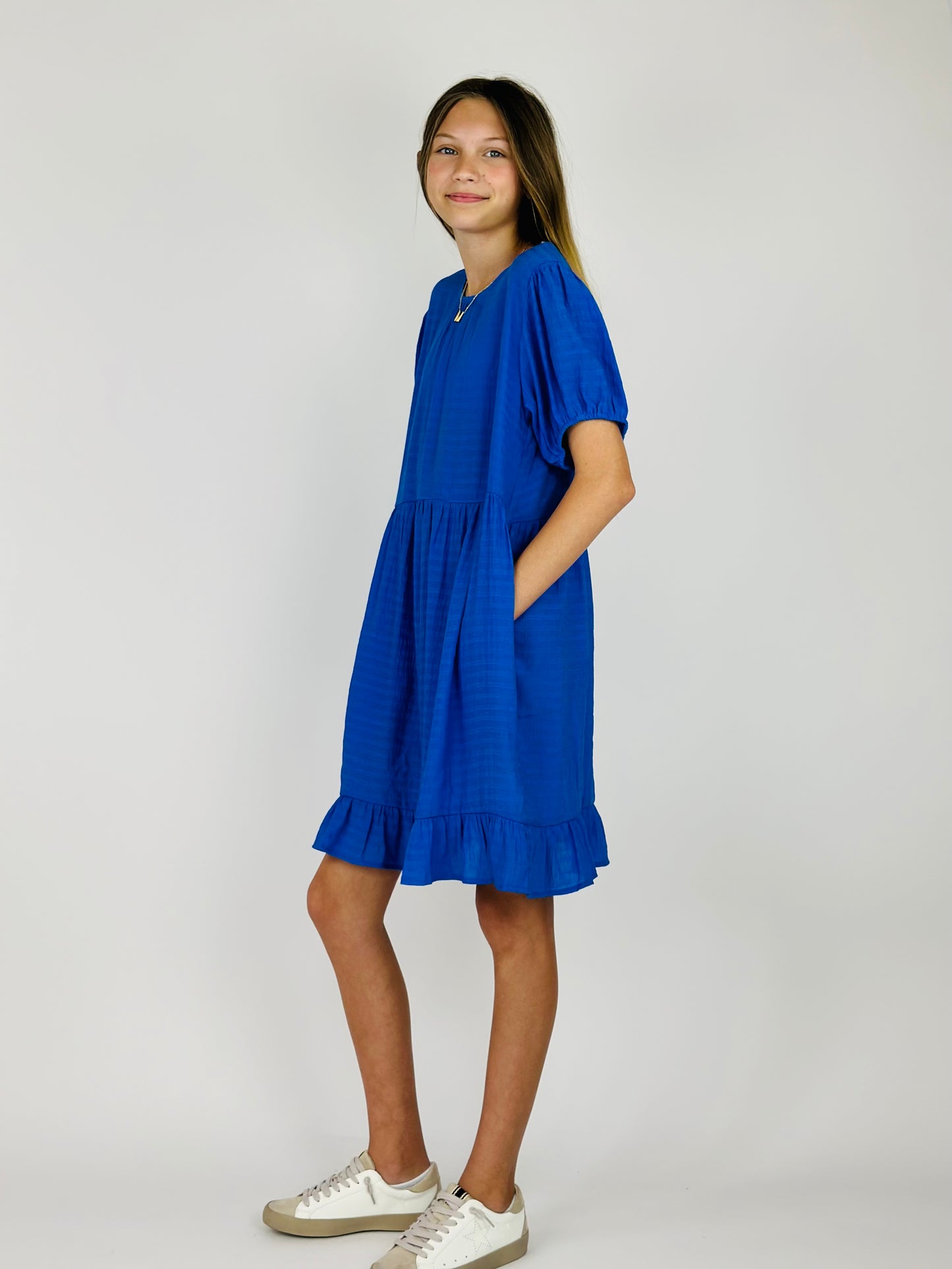 Tiered Ruffle Dress - Blue