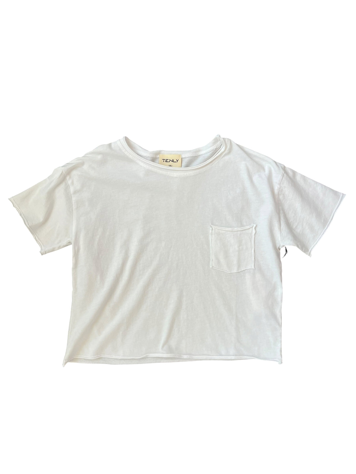 Tenly Cotton Jersey Raw Edge Tee - White