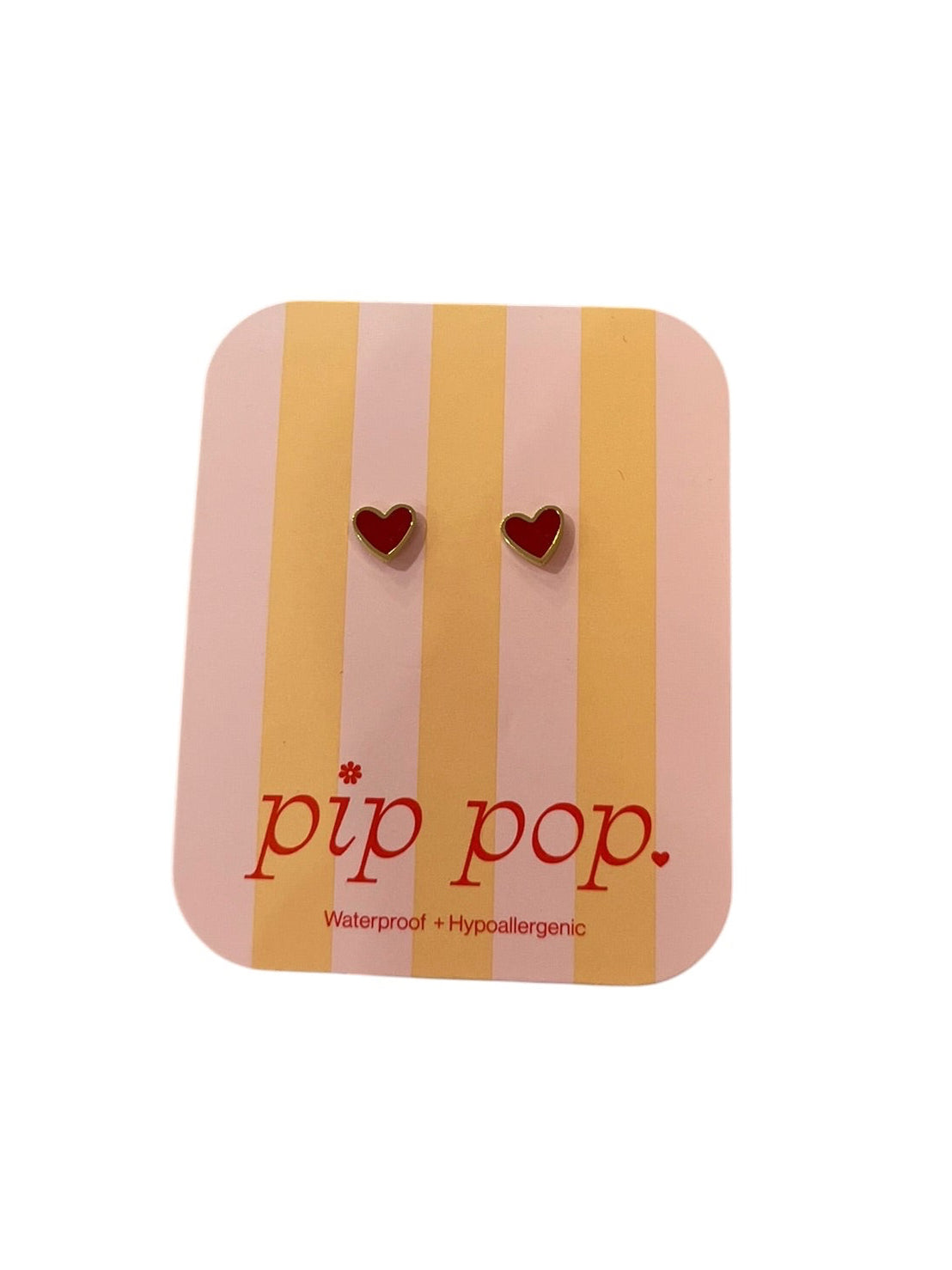 Pip Pop Enamel Red Heart Stud Earrings