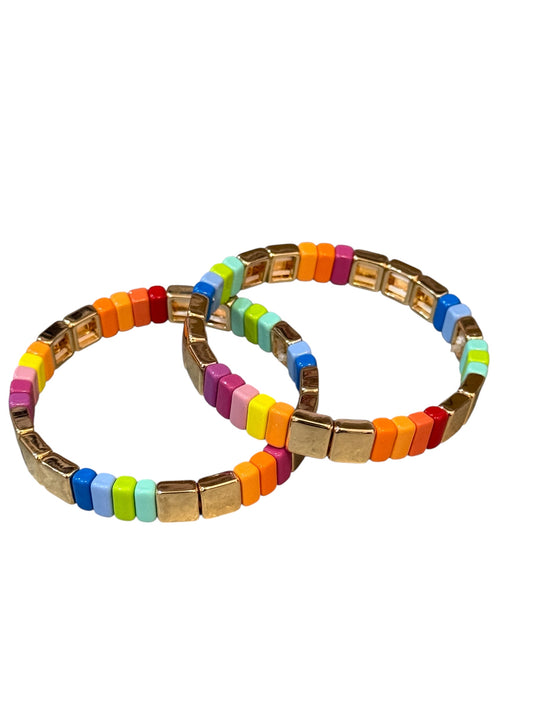 Malibu Sugar Colorful Tile Bracelet w/Gold