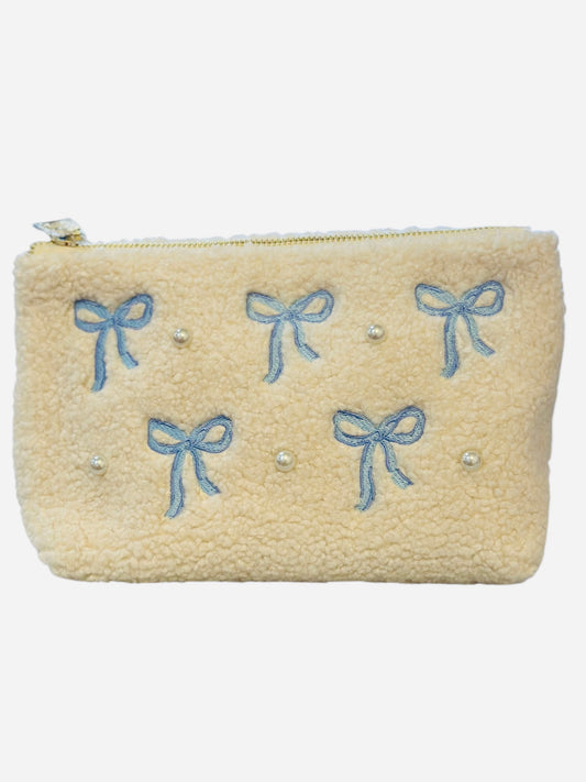 Teddy Pouch - Blue Bows