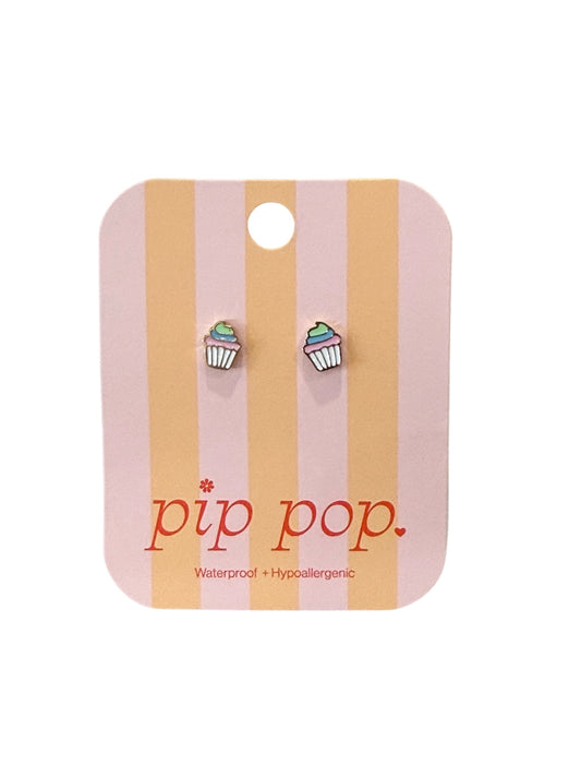 Pip Pop Rainbow Cupcake Stud Earrings