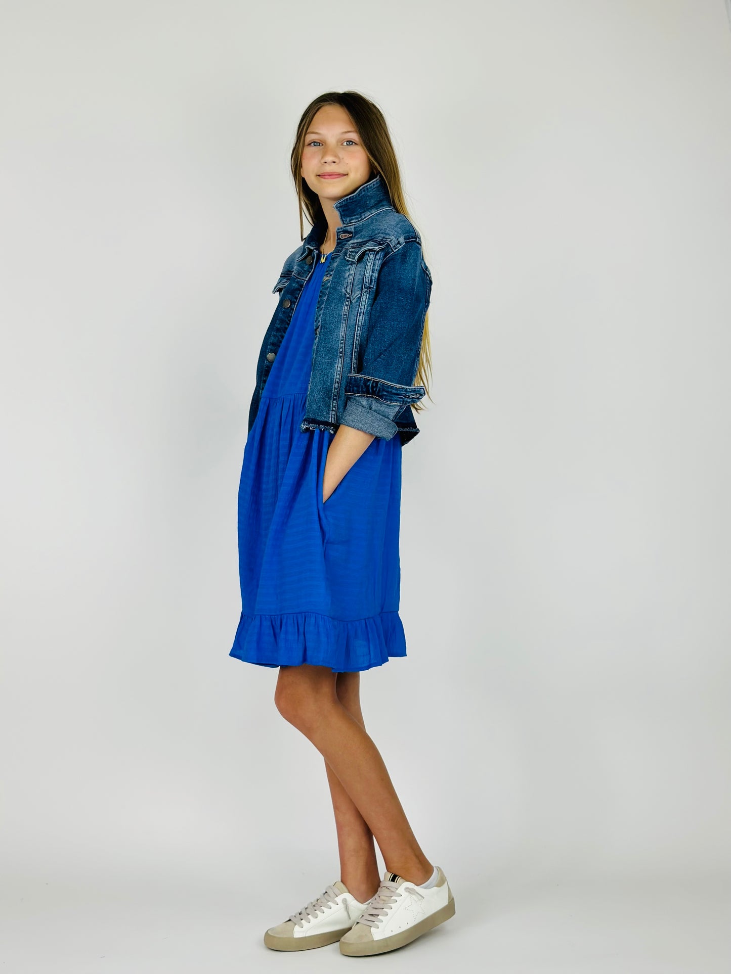 Tiered Ruffle Dress - Blue