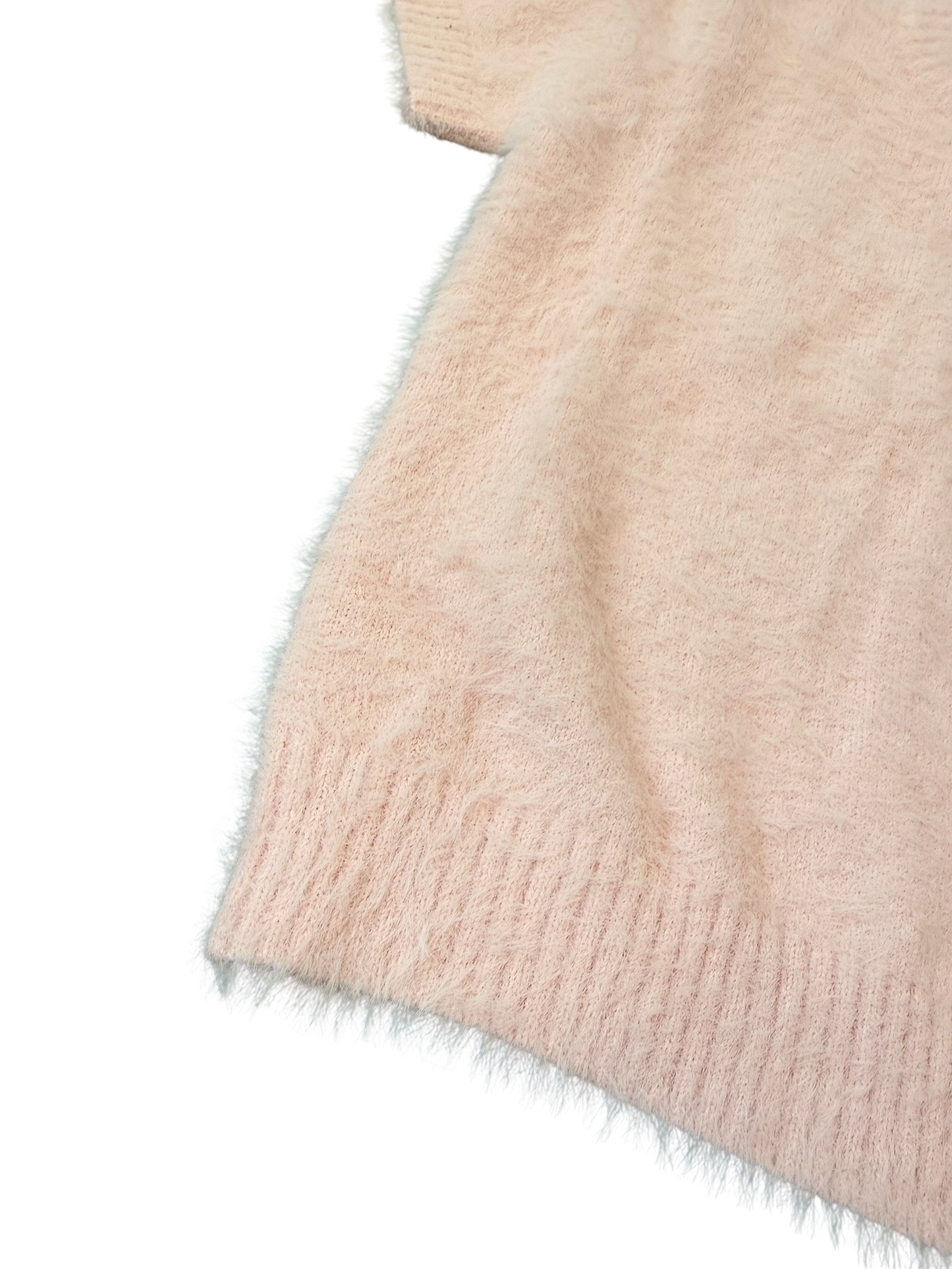 Short Sleeve Eyelash Sweater - Pale Pink