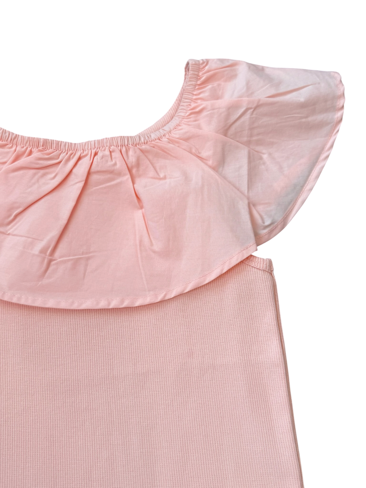 Reca Ribbed Ruffle Top - Peach Bud