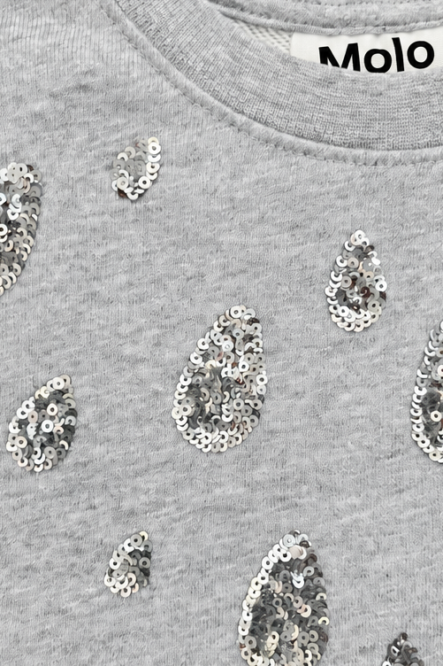 Molo Miki Sequin Heart Sweatshirt - Grey