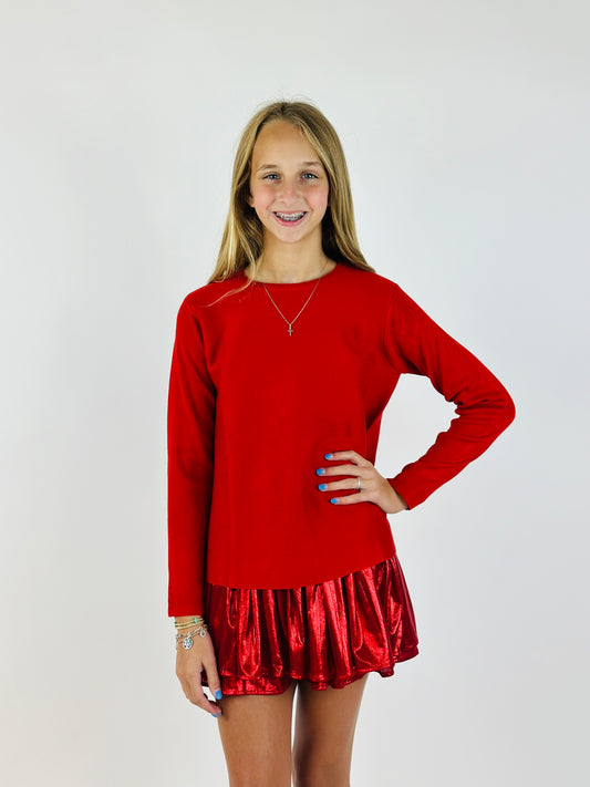 Boxy Knit Sweater - Red