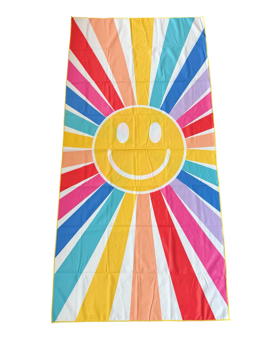 Happy Face Sunshine Beach Quick Dry Towel - Rainbow