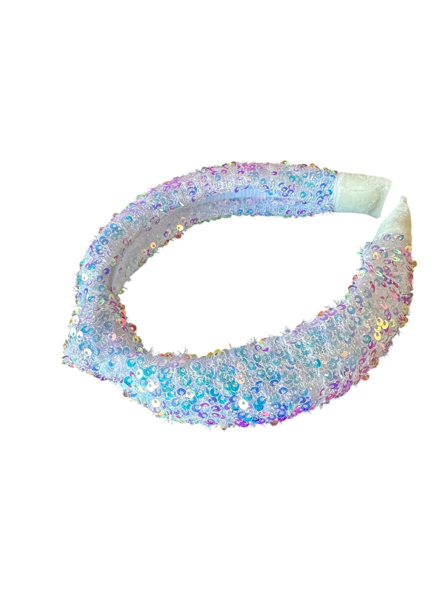 Sparkly Sequin Knot Headband - White