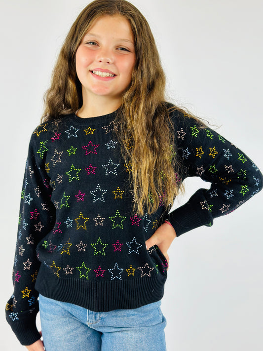 Lottie Crystal Star Sweater - Black