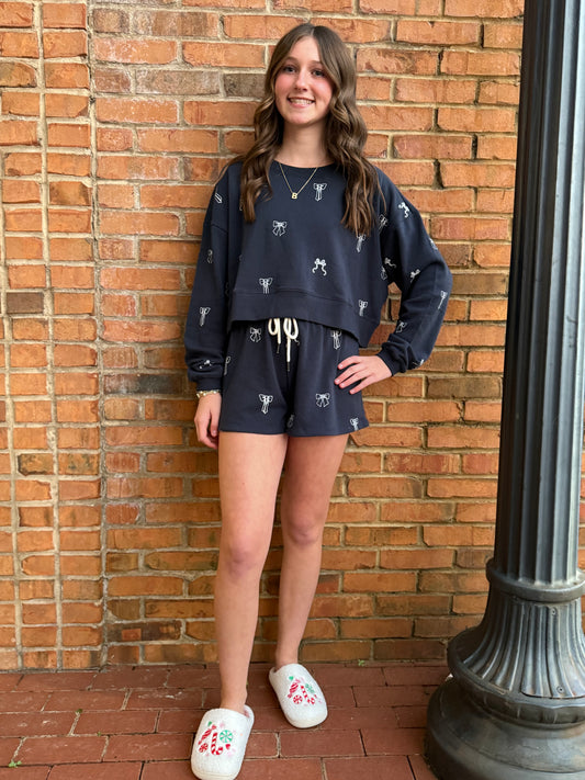 Chaser Tossed Bows Sweat Shorts (Adult Sizing)